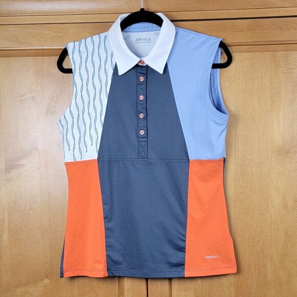 Annika by Cutter & Buck Women's Sleeveless Colorblock Golf Polo - M - Picture 1 of 7